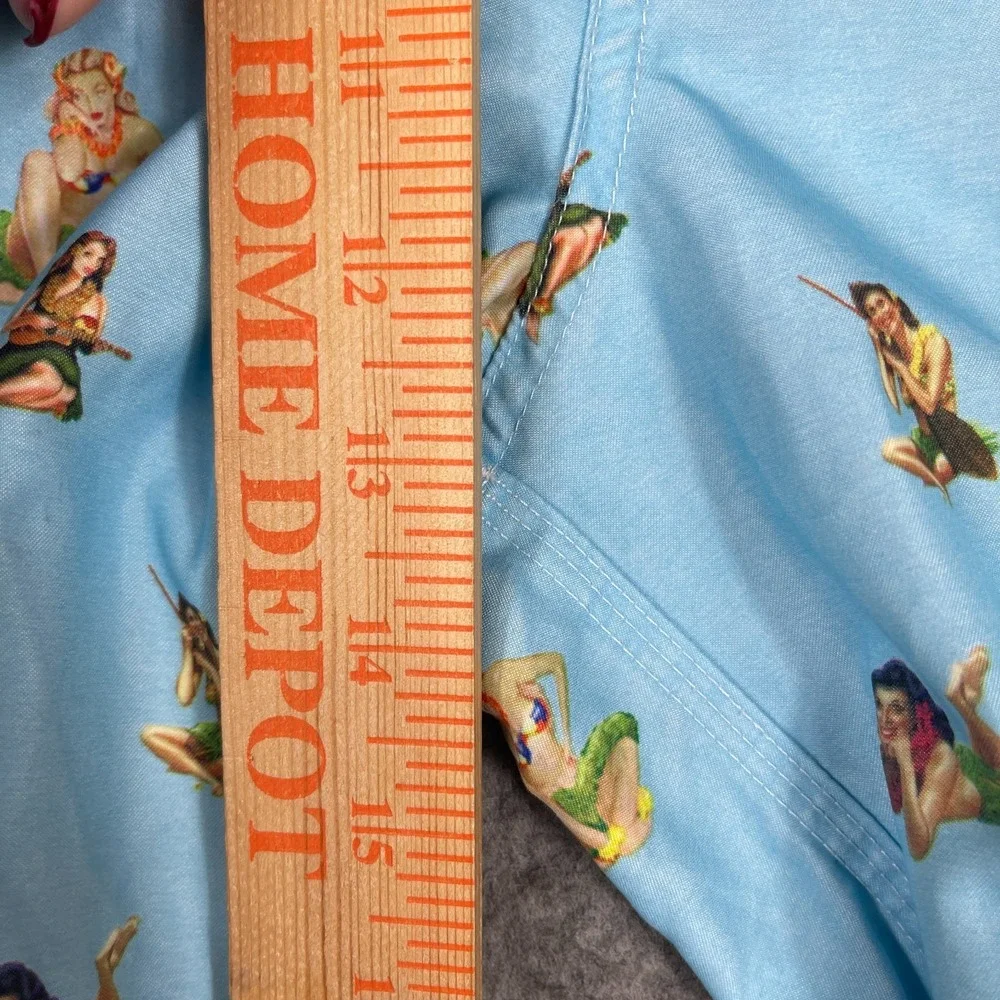 Cremieux Beachwear Board Shorts Mens Large Blue Hula Girls Hawaiian Tropical‎
